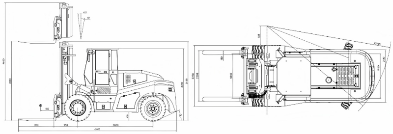 Size of 13-20 Tons Heavy Duty Electric Counterbalance Forklift